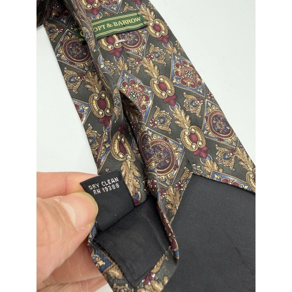 Vintage‎ Croft and Barrow Tie Necktie Paisley Abstract 58” Multicolor Silk